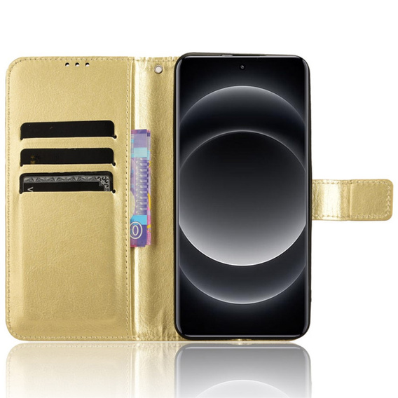Flip case for Xiaomi 14 Ultra, Crazy Horse Wallet, gold