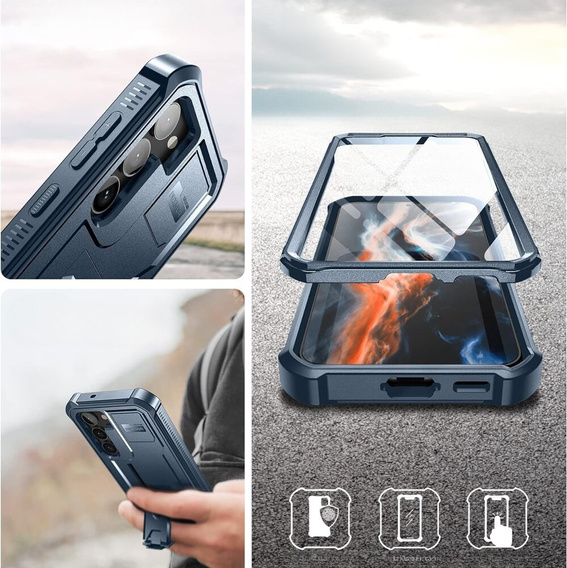 Armored case for Samsung Galaxy S23, Dexnor Full Body (Two Frames), dark blue