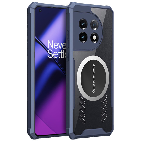 Case for OnePlus 11 5G, with magnetic sheet, transparent / navy blue