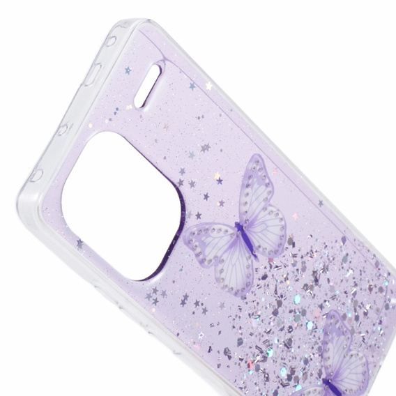 Case for Xiaomi Redmi Note 13 Pro+, Glitter Butterfly, purple
