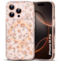 Magnetic case with floral laser pattern for iPhone 16 Pro