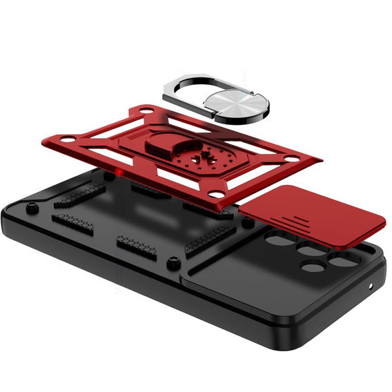 Armored Case for Samsung Galaxy A56, CamShield Slide, red + Tempered Glass 9H