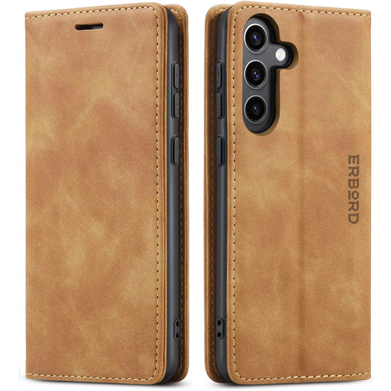 Case for Samsung Galaxy A55, ERBORD Vintage, brown + Screen Glass
