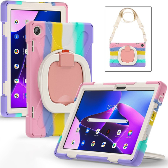 Children's case for Lenovo Tab M10 10.1 Gen 3, armored with strap, multicolor