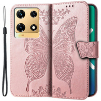 Flip case for Infinix Note 30 Pro 4G, Butterfly, pink rose gold