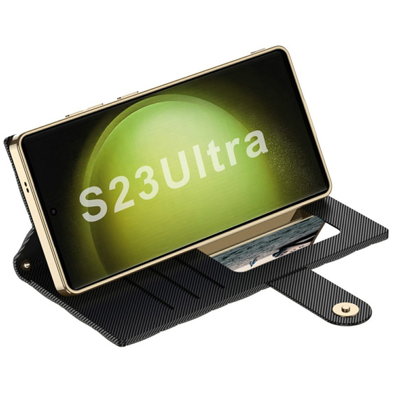 Flip case for Samsung Galaxy S23 Ultra, GKK Mirror Wallet, black