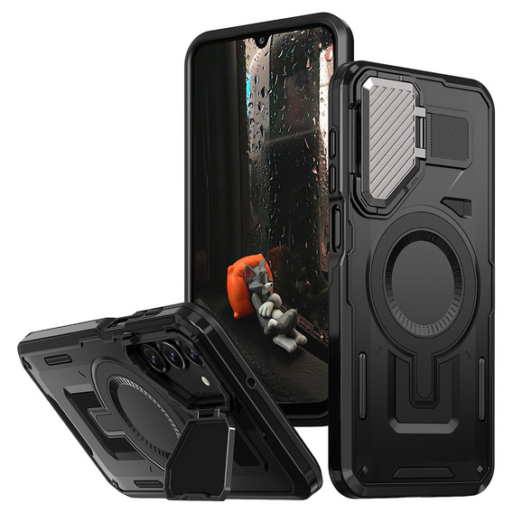 Case for Samsung Galaxy A16, Military MagSafe with camera protection, black