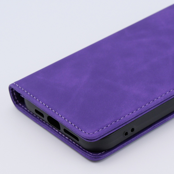 Case for iPhone 15 Pro Max, ERBORD Vintage, wallet with flap, purple