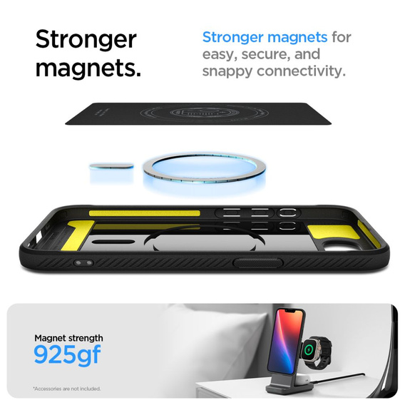 Spigen case for iPhone 16E, Rugged Armor MagSafe, black + Tempered Glass 9H