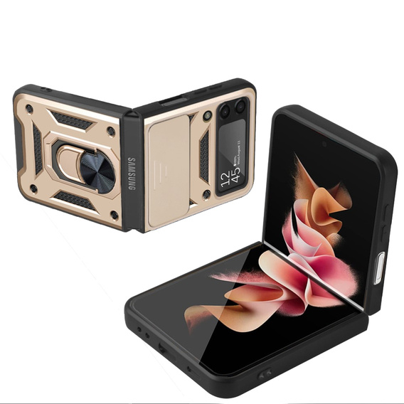 Case for Samsung Galaxy Z Flip3 5G, CamShield Slide, gold