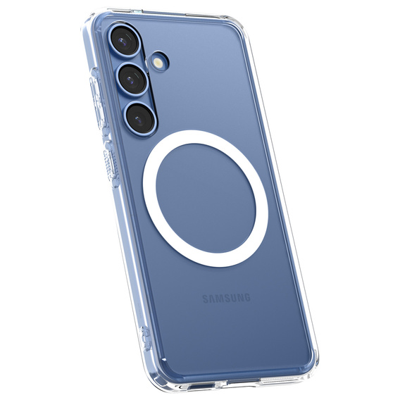 Spigen MagSafe Case for Samsung Galaxy S25+ Plus, Ultra Hybrid, clear / white + 9H Tempered Glass