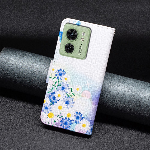 Flip case for Motorola Edge 40 5G, Wallet, butterfly & flowers, blue