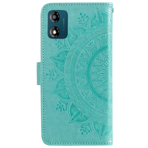Flip case for Motorola Moto E13, Mandala Flower, green