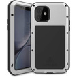 Love Mei Case for iPhone 11, armored with glass, silver