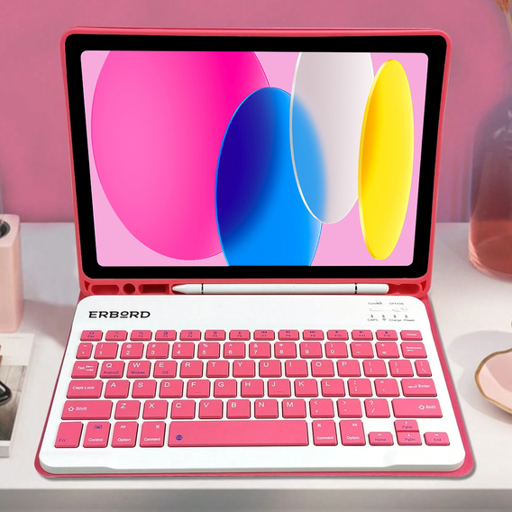 Case + keyboard iPad 10.9 2022 10 Gen, Pen Slot, pink rose gold