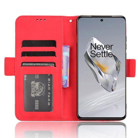 Flip case for OnePlus 12 5G, Card Slot, red