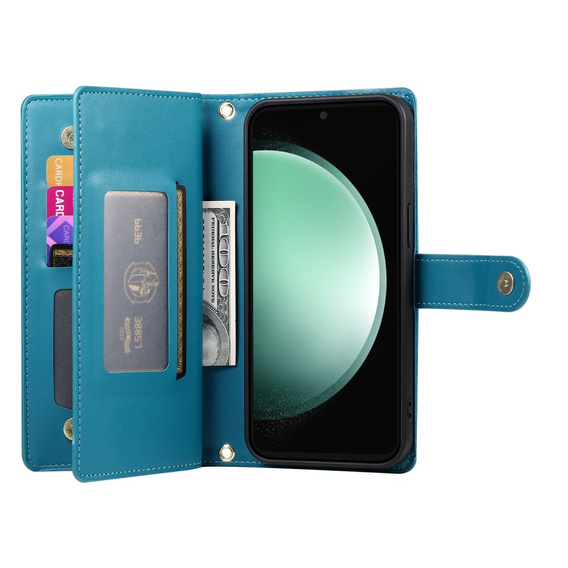 Flip case for Samsung Galaxy S25 Edge, Wallet Zipper Pocket, blue