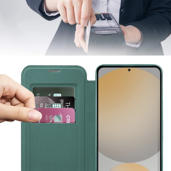 Flip case for Samsung Galaxy S24 FE, RFID Wallet MagSafe CamShield, green
