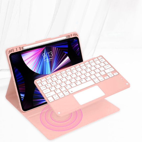 Case + keyboard iPad Air 10.9 4 2020 / 5 2022, Touchpad, pink rose gold