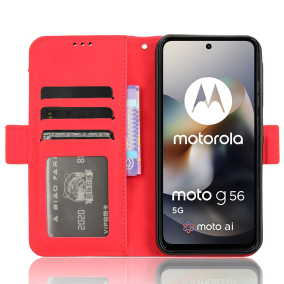 Flip case for Motorola Moto G56 5G, Card Slot, red
