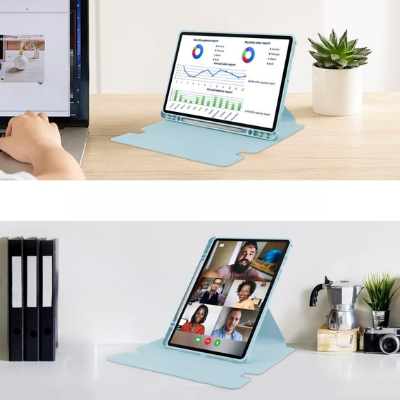 Keyboard case for Samsung Galaxy Tab S9+, Rotary 360° Leather, light blue