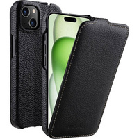 MELKCO flip case for iPhone 15, leather, flip, black