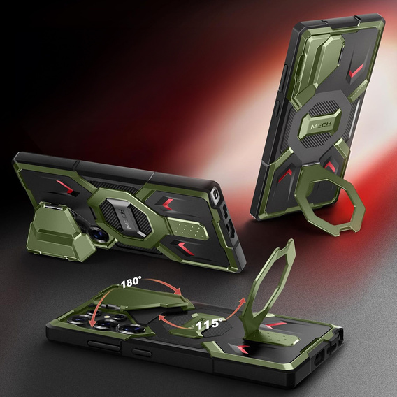 Case for Samsung Galaxy S25 Ultra Tongate MECH MagSafe Series - green + 9H Tempered Glass