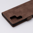 Case for Samsung Galaxy S23 Ultra, ERBORD Vintage, wallet with flap, coffee