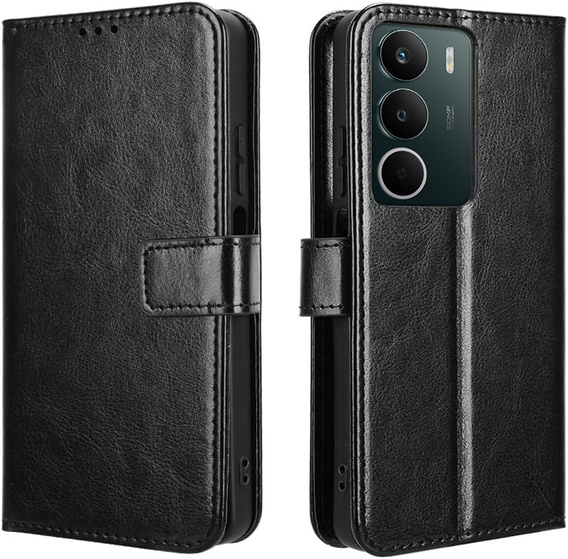 Flip case for Realme C71, Crazy Horse Wallet, black