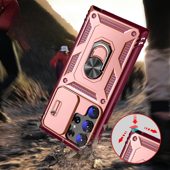 Case for Samsung Galaxy S23 Ultra, CamShield Slide, pink / red