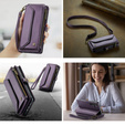 Case CASEME for Samsung Galaxy A55 5G, RFID Leather Wallet, with shoulder strap, purple