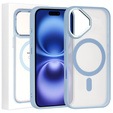 Case for iPhone 16, for MagSafe, ERBORD Matt Case, transparent / blue + Screen Glass
