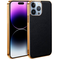 Case for iPhone 13 Pro, Cowhide Leather, black