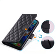 Flip case for iPhone 16 Plus, Rhombus Crossbody Leather, black