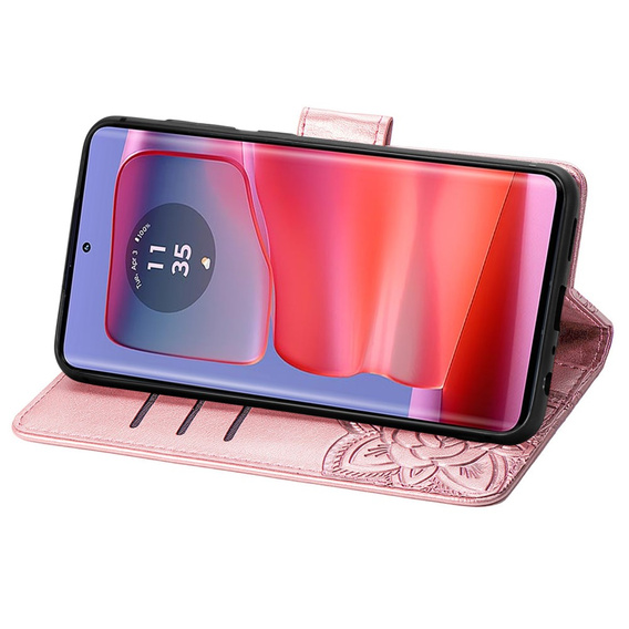 Flip case for Motorola Edge 50 Ultra, Butterfly, pink rose gold