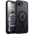 Case for iPhone 16E, for MagSafe, ERBORD Matt Case, black + Screen Glass