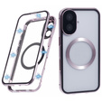 Magnetic Dual Glass MagSafe case for iPhone 16, pink rose gold