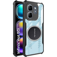 Case for Infinix Hot 50i 4G, with magnetic sheet, transparent / black
