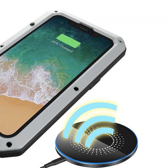 Case for iPhone 15, armoured, with integrated glass, silver