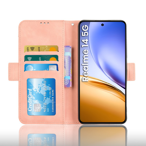 Flip case for Realme 14 5G / Realme 14T 5G, Card Slot, pink