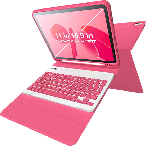 Case + keyboard iPad 10.9 2022 10 Gen, Pen Slot, pink rose gold