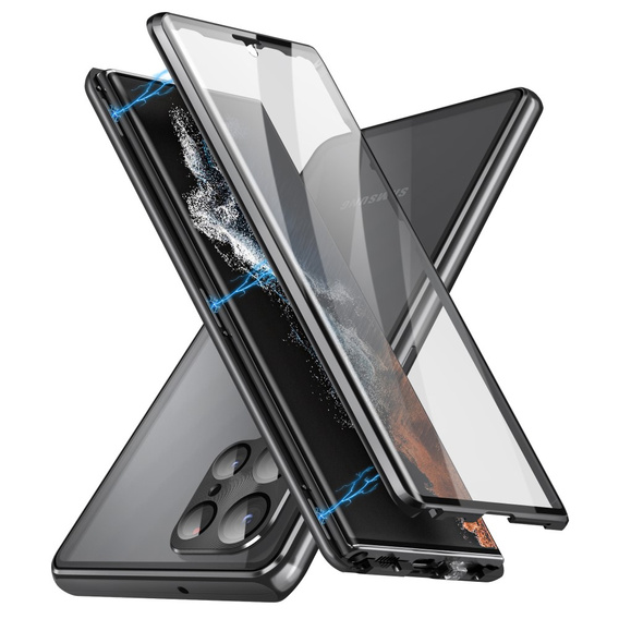 Case for Samsung Galaxy S24 Ultra, Magnetic Dual Glass, black
