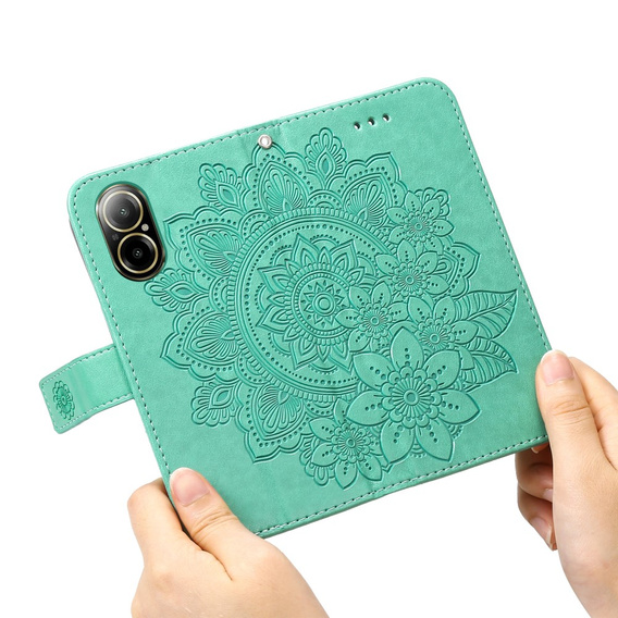 Flip case for Realme C67, Mandala, green