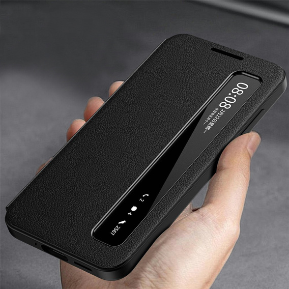 Smart View Window Leather Case for Samsung Galaxy S26 Plus, black