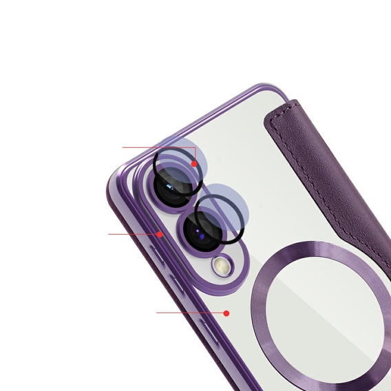 Flip case for Samsung Galaxy S25 Edge, RFID Wallet MagSafe CamShield, purple