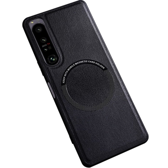 Case for Sony Xperia 1 V, Leather Hybrid MagSafe, black