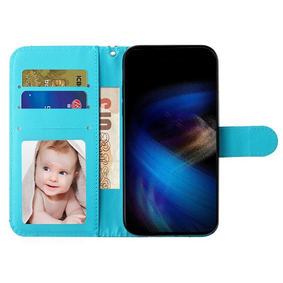 Flip case for Xiaomi Redmi 13C / Poco C65, Wallet, Butterflies blue