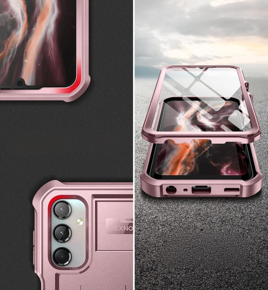 Armored case for Samsung Galaxy A25, Dexnor Full Body (Two Frames), pink