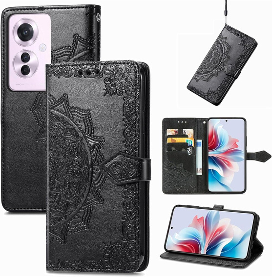 Flip case for Oppo Reno 11F 5G, Mandala, black