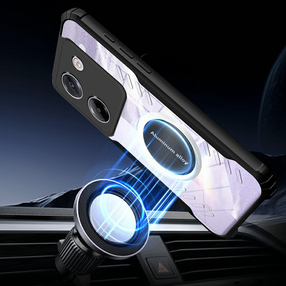 Case for Xiaomi Poco M7 Pro 5G, with magnetic sheet, transparent / black